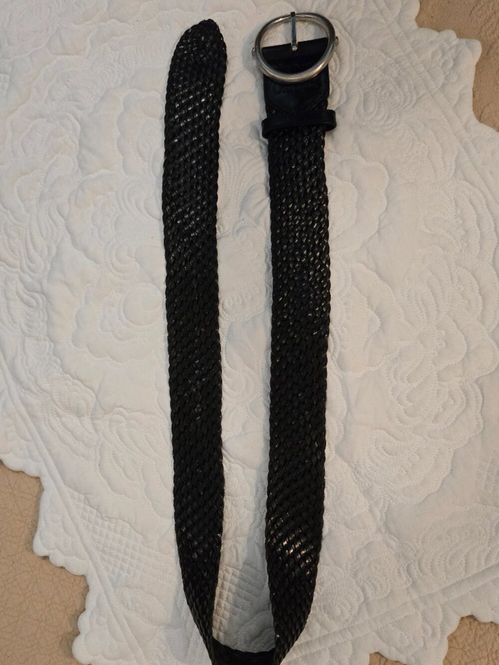 COLE HAAN Black Leather Braided Belt Size M 90s - Picture 8 of 8